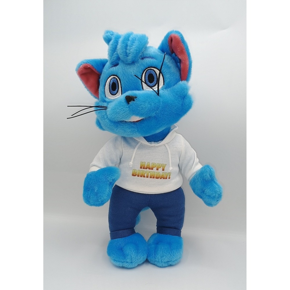 12" VIP BINGO Blitz BLITZY Online Games Blue HAPPY BIRTHDAY Cat Plush B3